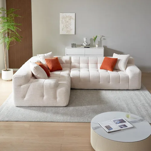 Vista 3 de Sofá modular en forma de L con diván, moderno sofá modular con asiento profundo, sofás tapizados para sala de estar y dormitorio, no requiere montaje