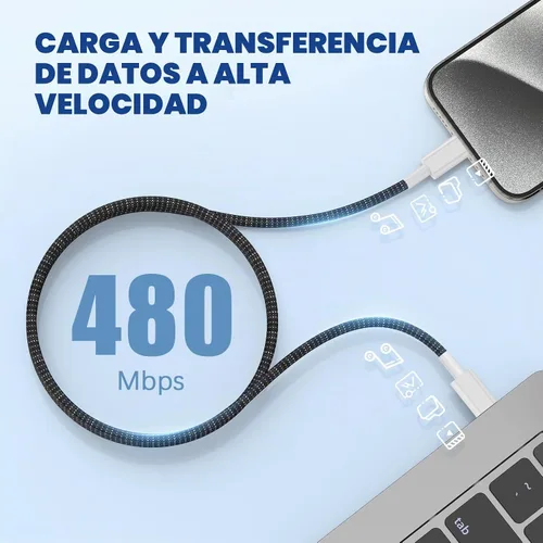 Vista 4 de Cable de carga rápida USB C a C de 10 pies, 60 W de carga rápida tipo C a C, cable de carga para Apple iPhone Duo/18 Pro 17 Pro Max/17 Air/16 Pro/15