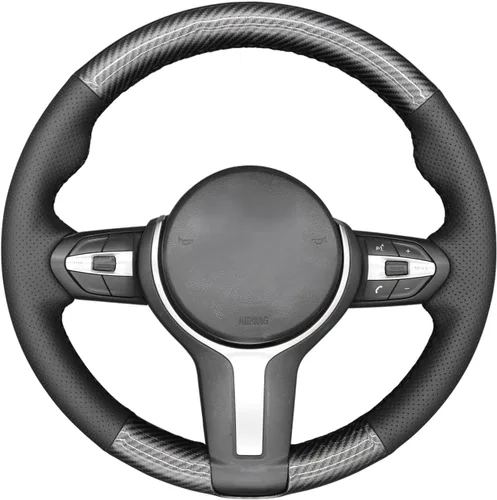 Vista 26 de MEWANT - Funda para volante de automóvil cosida a mano de Athsuede para BMW F87 M2 F80 M3 F82 M4 M5 F12 F13 M6 F85 X2 X5 M F86 X6 M F33 F30 M