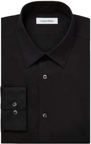 Vista 5 de Calvin Klein Mens Dress Shirt Slim Fit Non-iron Herringbone