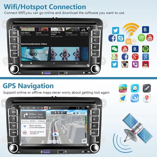 Vista 4 de 2G+64G Android para VW Jetta Seat Passat Tiguan CC Golf Skoda doble Din estéreo del coche con Carplay inalámbrico/Android Auto 7 pulgadas HD