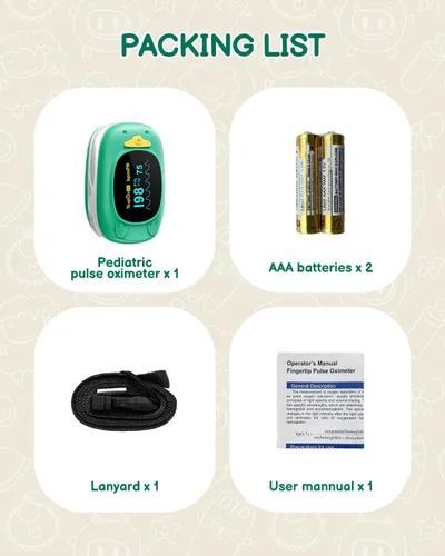 Vista 7 de Oxímetro de pulso para niños, monitor de oxígeno HOLFENRY para bebés, punta de dedo, oxímetro de pulso para niños, pantalla grande, incluida