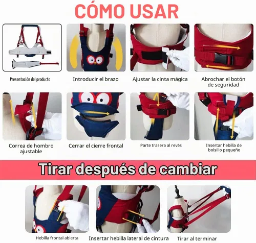 Vista 4 de Ayudante para caminar para bebés – Asistente ajustable para aprendizaje infantil con arnés desmontable – para 6-36 meses (A)