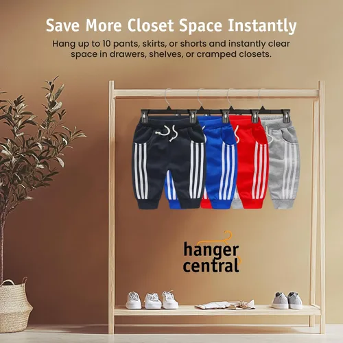 Vista 2 de Paquete de 30 perchas para pantalones, perchas delgadas de plástico de 10 pulgadas con clips para faldas, pantalones, pantalones cortos, organizador