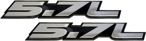 Vista 2 de ERPART - Placa de identificación de aluminio altamente pulido, 5.7 litros en plata sobre negro, placa de identificación para cambio de motor