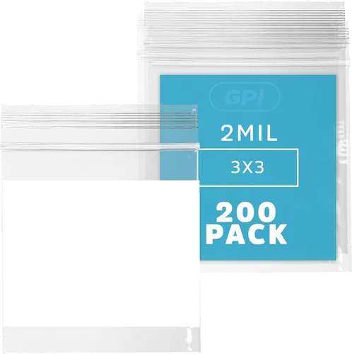 Vista 8 de GPI - Mini bolsas con cremallera de 1 x 1 pulgada, paquete de 100 bolsas de plástico transparente con cierre con cremallera con bloque blanco