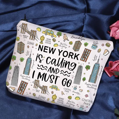Vista 5 de POFULL NYC Gift New York is Calling and I Must Go Tote Bag Regalo de viaje Regalo de viaje de Nueva York, Nueva York está llamando bolsa de Nueva
