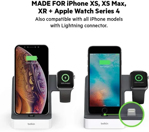 Vista 3 de Belkin Powerhouse - Base de carga para Apple Watch y base de carga para iPhone, Negro