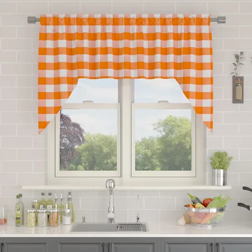 Vista 230 de Cenefas de cortina para ventana de 16 pulgadas de largo, 2 paneles de cuadros búfalo, cortinas pequeñas con bolsillo para barra, estilo clásico