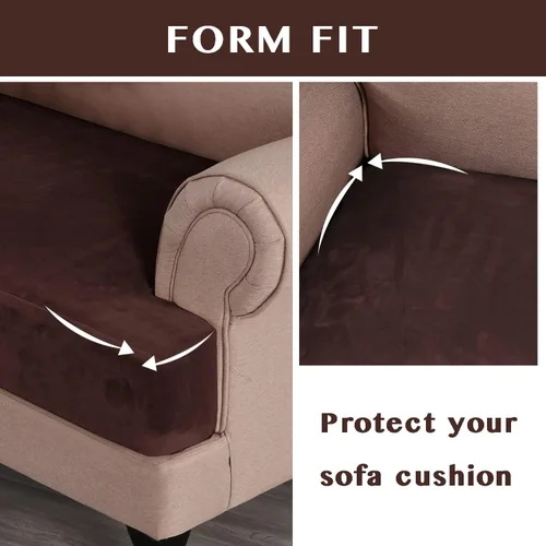 Vista 7 de n - Fundas elásticas de terciopelo para sofá con cojines en forma de T individualmente, 3 fundas para sofá de 3 plazas, funda gruesa elástica