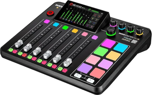 Vista 6 de RODE RODECaster Pro II + 2 auriculares + 2 micrófonos para podcast + tarjeta de memoria micro SD de 64 GB + soporte de brazo de micrófono + XLR