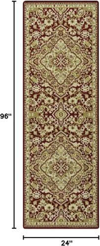 Vista 2 de Fashionwu Alfombra larga para pasillo, alfombra floral que no desprende pelusa, alfombra grande oriental envejecida, larga para baño, sala de estar