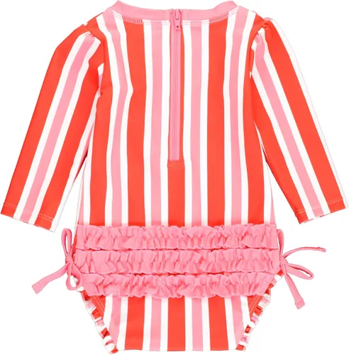 Vista 2 de RuffleButts Traje de baño de manga larga, de una pieza, para bebé o niñas, con protección solar FPU 50+