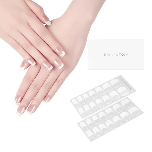 Vista 14 de DANNI & TONI Tiras de uñas de gel semicuradas, color rosa champán, ojos de gato, 28 calcomanías de regalo para mujer Aqua Ripple
