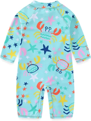 Vista 2 de Traje de baño de una pieza con protección contra erupciones para bebé, traje de baño infantil UPF 50+