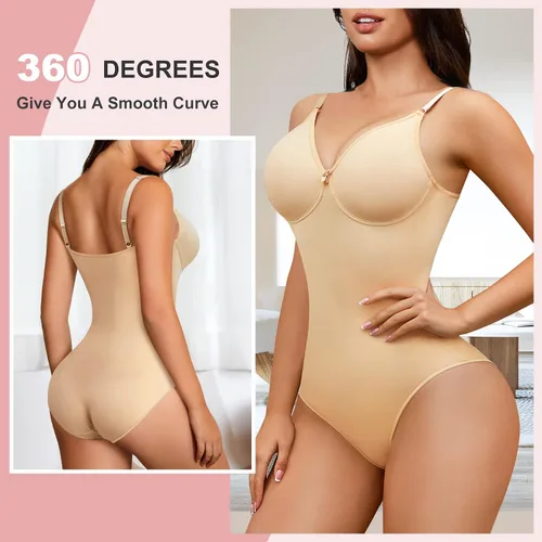 Vista 2 de AOSBOEI Body con cuello en V para mujer, sin mangas, tirantes delgados, camisolas, leotardo, sexy, informal, camiseta sin mangas para salir