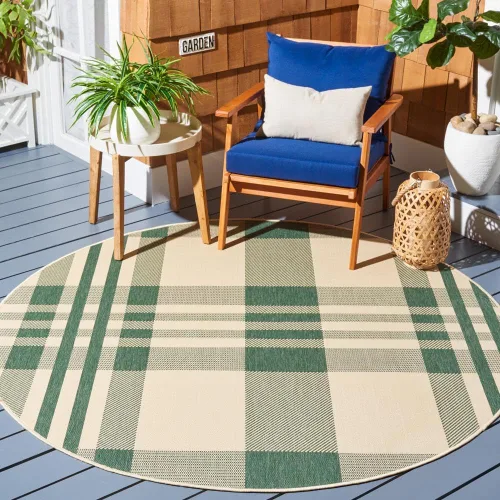 Vista 65 de SAFAVIEH Alfombra Lavable para Exteriores Colección Courtyard - 2'3" x 4', Beige y Azul, Patrón a Cuadros, No Desprende Pelusa y Fácil Limpieza