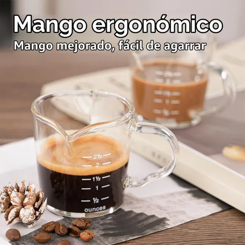 Vista 4 de Vaso de chupito espresso de 3 onzas con boquilla doble Barista con mango de vertido (paquete de 2)
