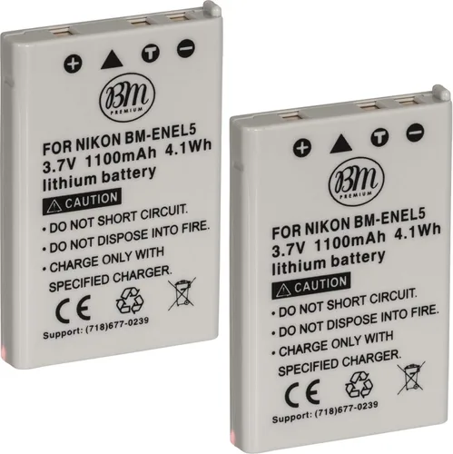 BM Premium Paquete de 2 baterías EN-EL5 para cámara digital Nikon Coolpix P80, P90, P100, P500, P510, P520, P530