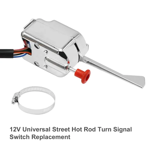 Vista 7 de Saihisday Interruptor de señal de giro universal, interruptor de señal de giro cromado de 12V para reemplazo de Street Hot Rod para Ford Buick GM