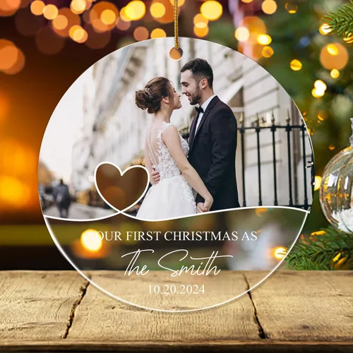 Vista 10 de FLOCHIL Adorno personalizado para la primera Navidad del bebé con nombre de foto, adorno personalizado para la primera Navidad, regalos para bebés