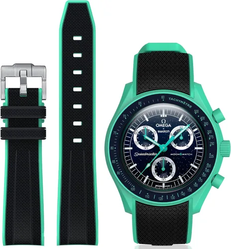 Vista 22 de Correa Stanchev para reloj Moonswatch, correa de silicona suave curvada sin espacio de 20mm para reloj Omega X Swatch Speedmaster, correa