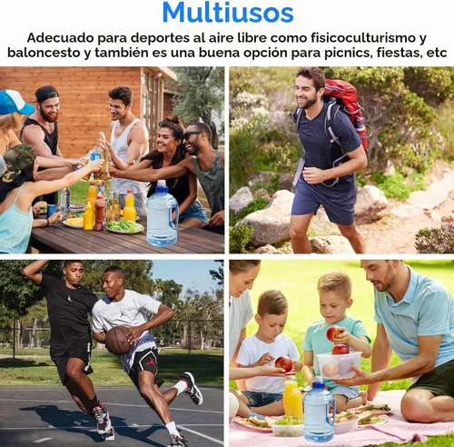 Vista 3 de Cyrank Botella de agua grande, jarra de agua de 1 litro con asa, botella deportiva transparente, reutilizable, de plástico, a prueba de fugas