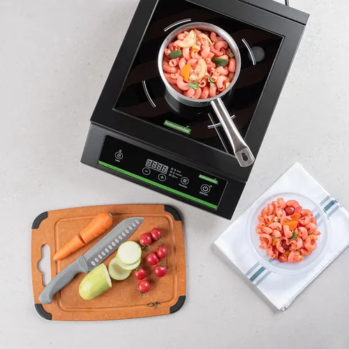 Vista 7 de Restaurantware -Kitchen Tek - Placa de inducción de 1800 W, 1 placa eléctrica con sensor táctil - 140F a 465F, 10 ajustes de potencia, estufa