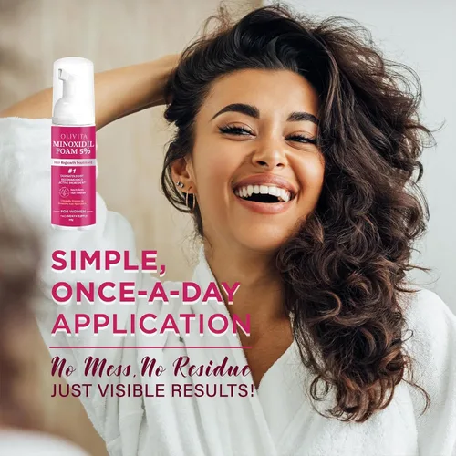 Vista 3 de 5% de espuma de minoxidil para el crecimiento del cabello de las mujeres: tratamiento de crecimiento del cabello extra fuerte - Solución de pérdida