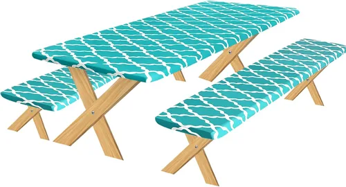 Vista 9 de OutdoorLines - Funda de vinilo ajustable para mesa de picnic con fundas de banco