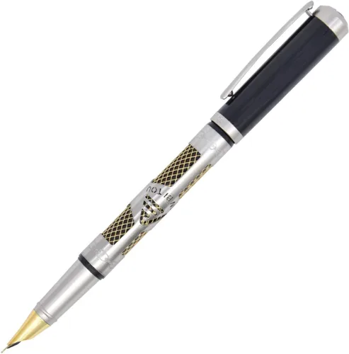 Vista 13 de Gullor Pluma estilográfica de metal con convertidor y caja de regalo, punta doblada, oro