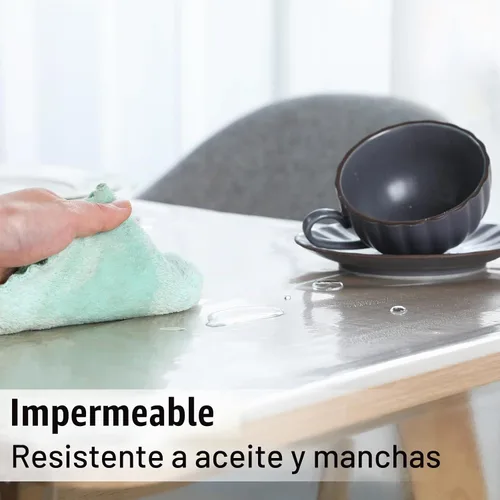 Vista 3 de Mixweer Protector Cubierta de Mesa de Vinilo Transparente Impermeable Mantel de Plástico para Mesa de Comedor Mantel de Encaje Blanco para Mesas