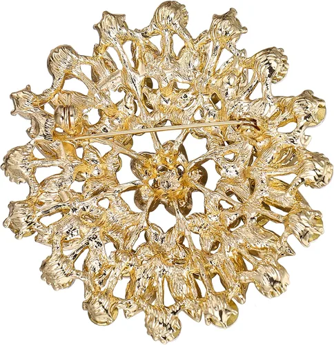 Vista 4 de EVER FAITH Broche de ramillete nupcial de hoja de cristal austriaco elegante para mujer