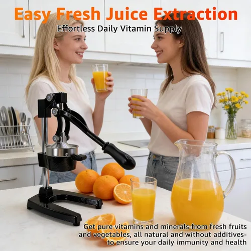 Vista 9 de Exprimidor manual de frutas para el hogar Exprimidor de hierro fundido de acero inoxidable 304, apto para lavavajillas. Extractor de jugo fresco