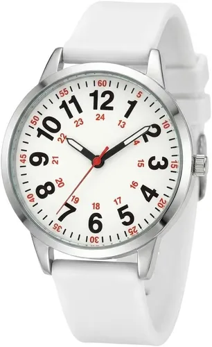 Vista 10 de Easy Read Women’s Watch with Second Hand, 35mm Dial with Large Arabic Numbers, Water Resistant Silicone Strap Wrist Watch with Luminous Hands