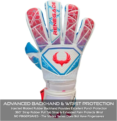 Vista 5 de Renegade GK Vortex - Guantes de portero con protector microbiano (tallas 6-11, 3 estilos, nivel 3) Hyper Grip de 3.5+0.118 in y súper malla