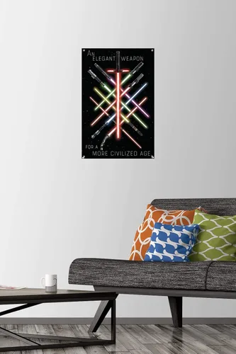 Vista 2 de Trends International Star Wars: Saga - Póster de pared de grupo de sables de luz, 14.72 x 22.37 pulgadas, paquete de póster premium y pin de empuje
