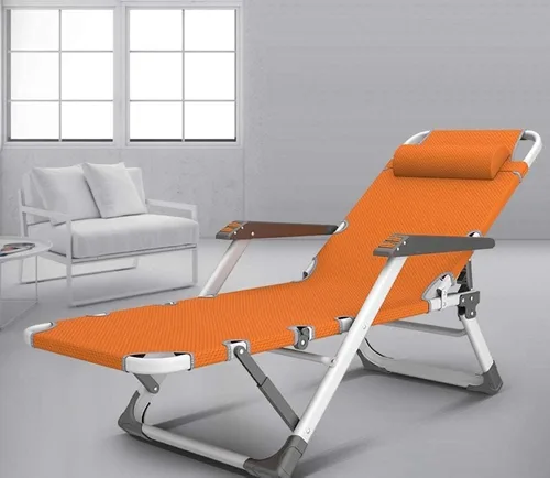 Vista 9 de Folding Outdoor Chaise Lounge Chair,with Pillow Gravity Adjustable Reclining Deck - for Office Pool(G-One Size)