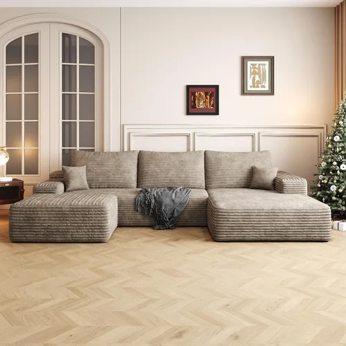 Vista 47 de AUGOP Sofá modular moderno de 96 pulgadas para sala de estar, sofá modular con sofás en forma de L, sofá tapizado sin hueso, sofá seccional con Negro