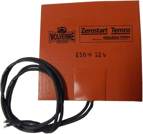 Vista 7 de Zerostart 3400052 Calentador de almohadilla de silicona pequeño depósito y calentador de líquido hidráulico, 4 x 4 pulgadas 12 voltios 125 vatios