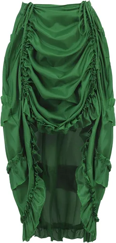 Vista 8 de Zhitunemi Falda de pirata renacentista: falda steampunk vestidos de corsé de talla grande - Ferias renacentistas y festivales medievales Beige