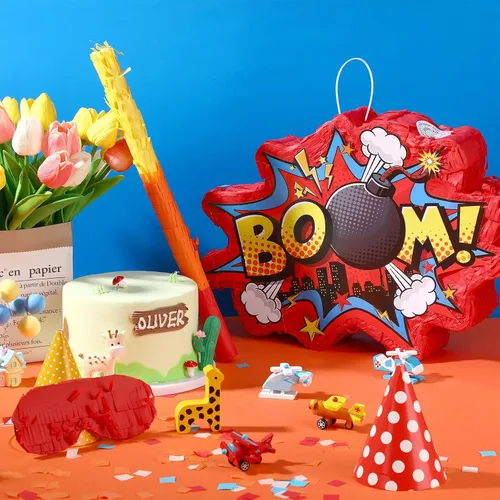 Vista 4 de Red Boom Party Piñata Cómic Book Hero Bundle Decoración de Cumpleaños Decoración de Piñatas para Juegos de Cumpleaños Temáticos Héroe Niñas Niños