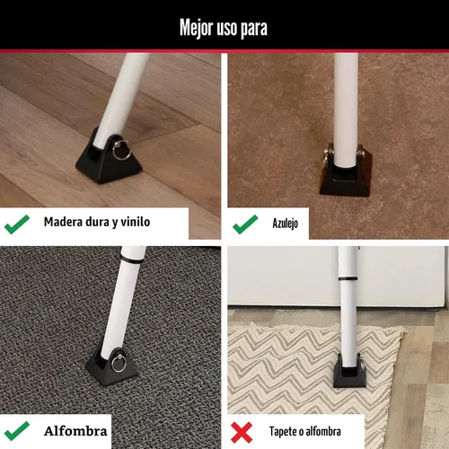 Vista 6 de Master Lock Tope de puerta corredera y barra de seguridad de puerta, ajustable para puertas batientes y correderas, lo suficientemente compacto como