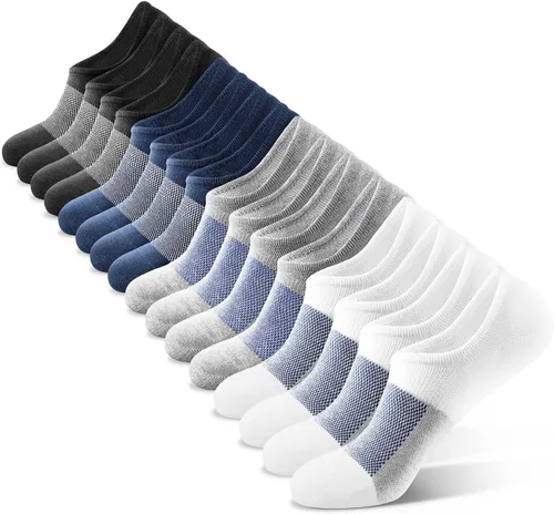 Vista 20 de IDEGG - Calcetines invisibles para hombre de corte bajo, calcetines cortos de tobillo para hombres, calcetines deportivos casuales con agarre A-8