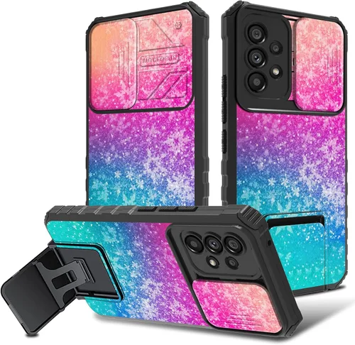 Vista 24 de Funda para Samsung Galaxy A53 5G con cubierta de cámara y soporte de soporte, resistente a prueba de golpes, TPU funda protectora para Samsung