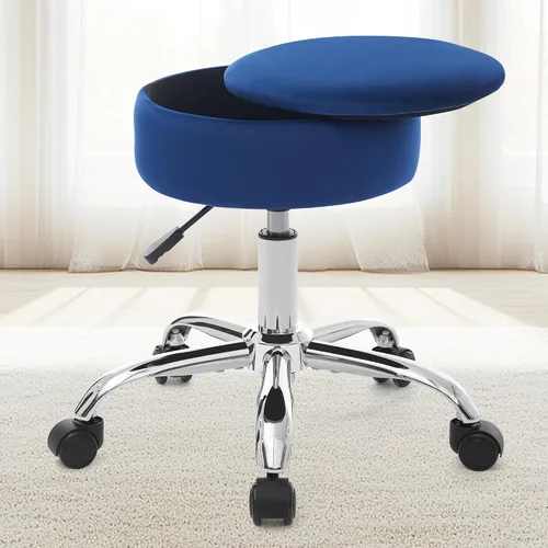 Vista 8 de Taburete otomano ajustable, taburete de tocador negro, silla de tocador para sala de maquillaje, taburete con almacenamiento, taburetes
