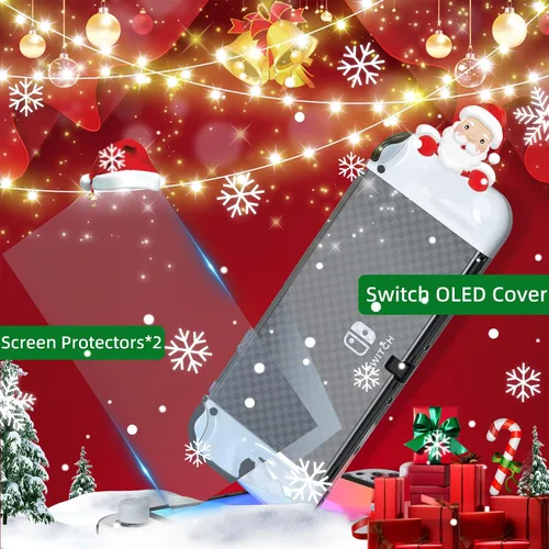 Vista 6 de Switch OLED Accessories Bundle 25 in 1 for Nintendo Switch OLED, Gift Kit with LED Display Cover, Carrying Case, Dockable Protective Case etc, Cool