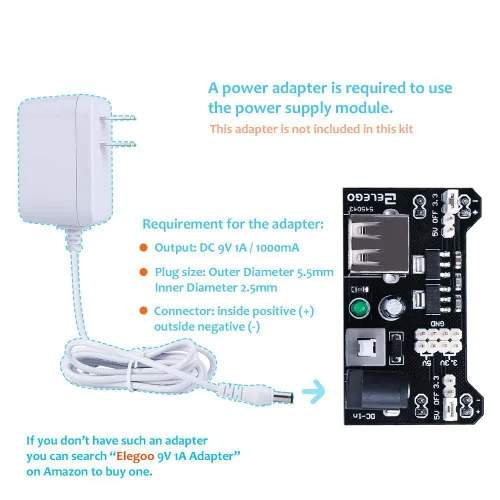 Vista 4 de ELEGOO Paquete de kit electrónico divertido con tabla de pan, 235 artículos