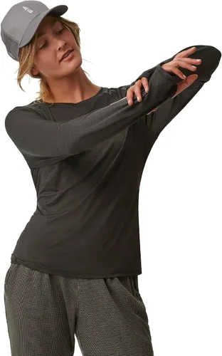 Vista 3 de BASS OUTDOOR Camisa de manga larga de punto activo para mujer Negro jaspeado