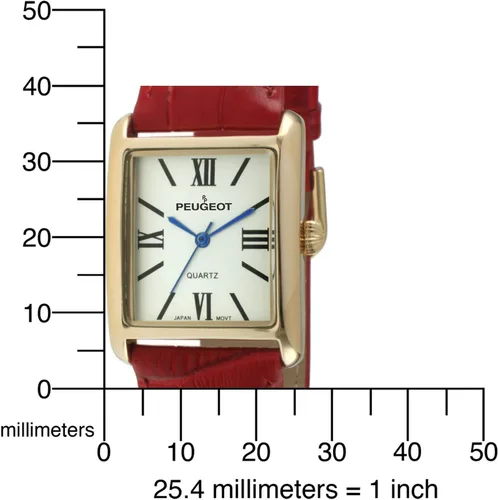 Vista 7 de Peugeot reloj de mujer enchapado en oro 14K, correa de cuero